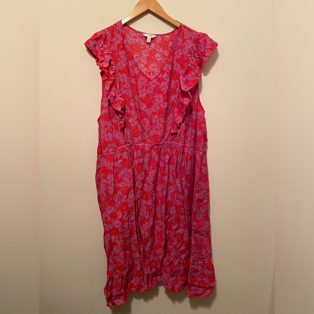 Terra & Sky plus size pink floral midi dress